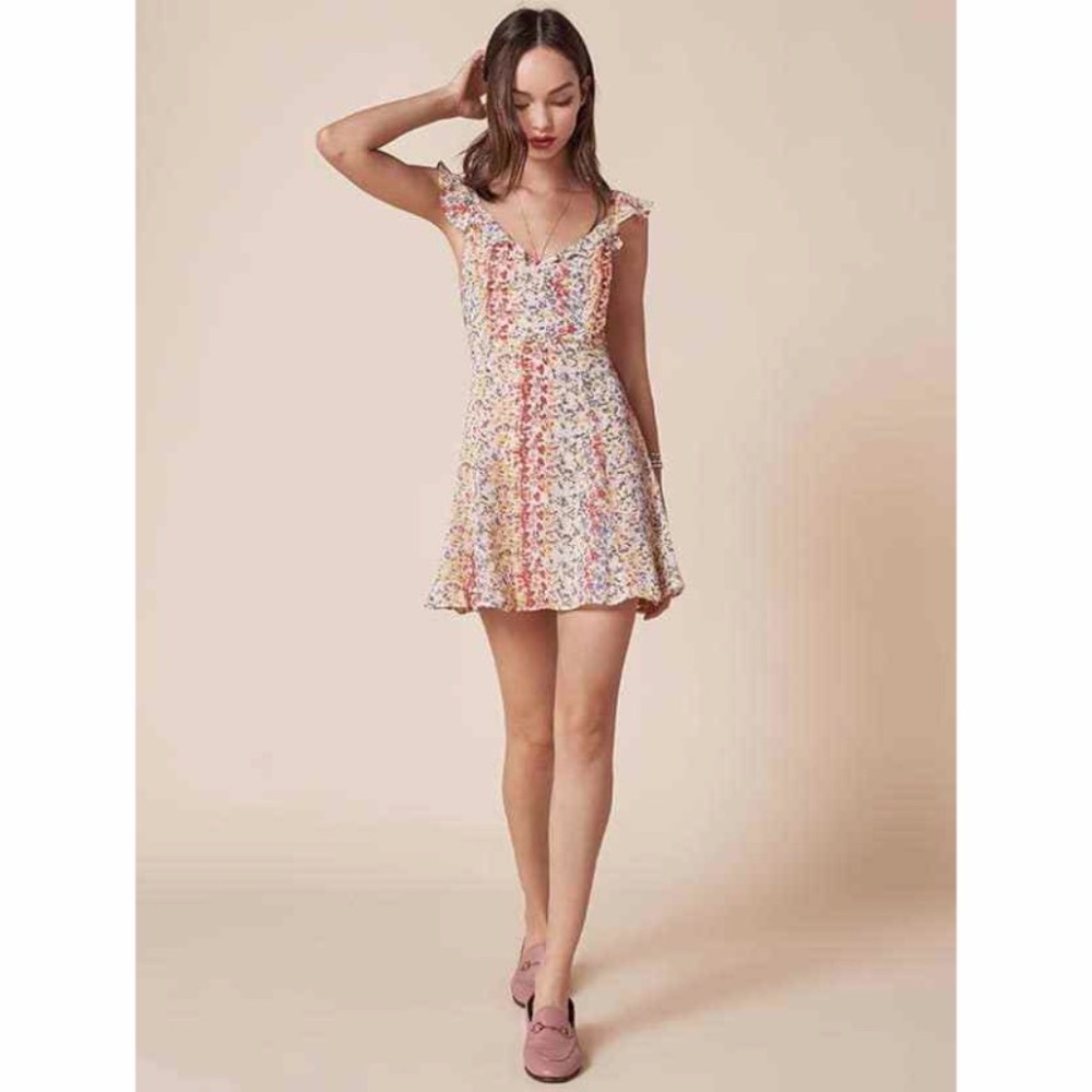 Reformation Issa Floral Printed Ruffle Mini Dress - Picture 2 of 6